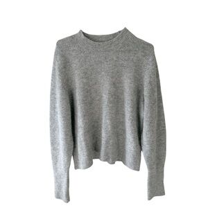 Ever New Women’s Cozy Grey Knit Sweater Size Medium Alpaca Wool Crew Neck Jumper
